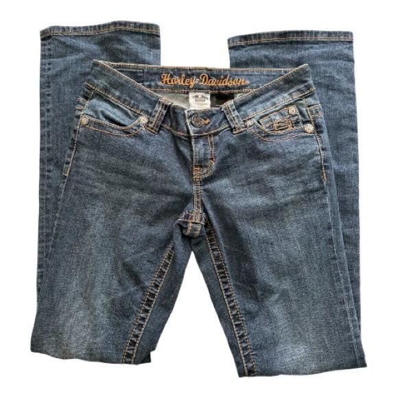 Harley-Davidson Denim - Harley-Davidson Bootcut Jeans Womens 2 Low Rise Embroidered Pocket